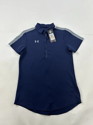Under Armour Shirt Womens Small Blue Short Sleeve Polo Golf Loose Heatgear NWT - Image 1 of 4