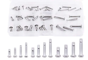 44Pcs Stainless Steel Clevis Pins Flat Head Single Hole Assortment Kit 10-25mm - Picture 1 of 7