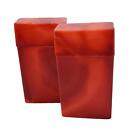 Red Red Marble Design 100s Size Plastic Flip Top Open Cigarette Case - Lot Of 2
