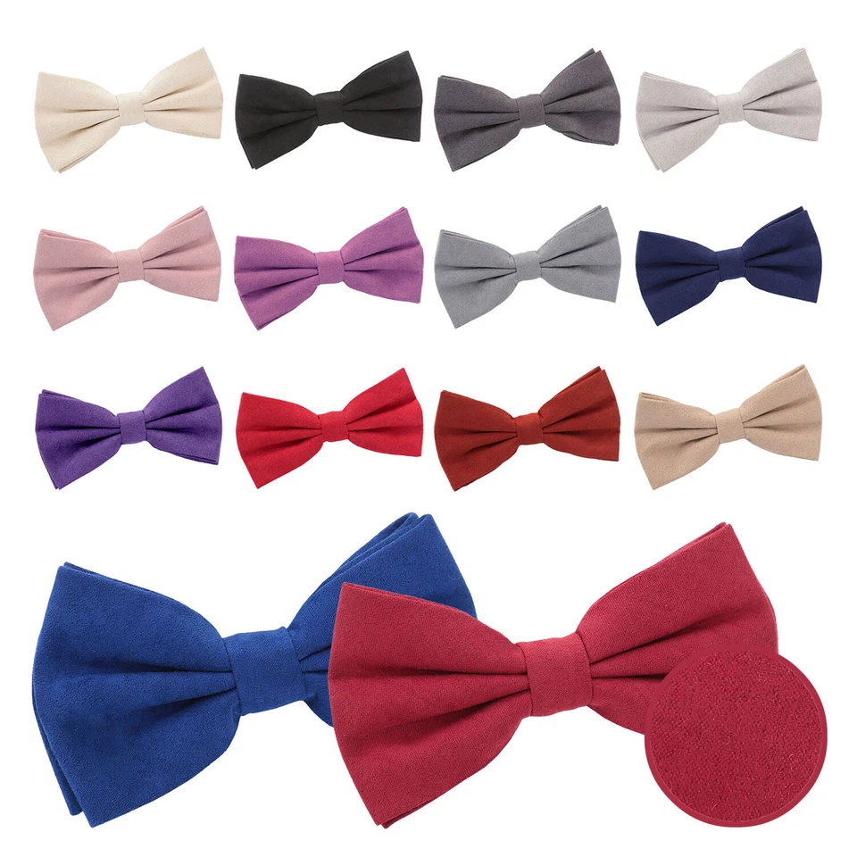 Mens Pre-Tied Bow Tie Suede Solid Plain Adjustable Wedding Formal Bowtie by DQT - Image 1 of 1