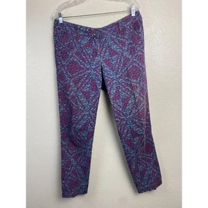 Cabi Straight Leg Floral Pants Womens size 8 Purple Casual Career Office Boho - Picture 1 of 11