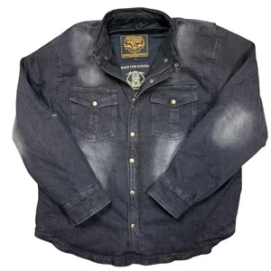 Milwaukee Leather Jacket Denim Jean Black Armor Padded Motorcycle Men's 4XL - Picture 1 of 4