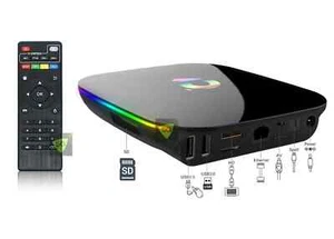 SMART BOX TV ANDROID PIE 12.0 Q-PLUS RAM 8GB + 64GB 8K QUAD-CORE WIFI DAZN - Foto 1 di 7