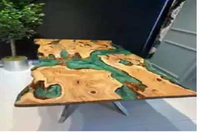 Mesa de comedor de lujo para casa de campo de resina epoxi verde 36"x72" muebles de jardín de Foto 1 de 4