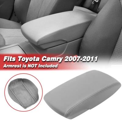 Fits 2007-2011 Toyota Camry Middle Console Lid Armrest Leather Cover Trim Gray - Image 1 of 4