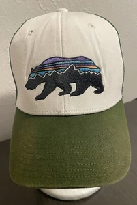 Patagonia Fitz Roy Bear Trucker Hat Cap Green Mesh Snap Back Hiking Camping - Picture 1 of 10