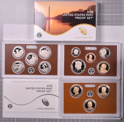 2016 Clad Proof 13 Coin Set With Box & COA Cover