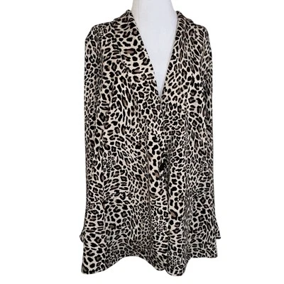 New Susan Graver 3X Liquid Knit Brown Animal Print Jacket Blazer - Image 1 of 4