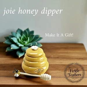 JOIE Keramik Bienenstock Honig Miel Glas mit Bienenholz Dipper Wabentopf Geschenk - Bild 1 von 20