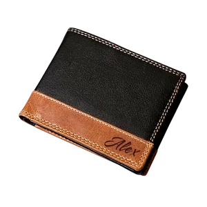 Personalised Mens RFID Leather Wallet Custom Engraved Gift Zip Coin ID Window - Picture 1 of 10