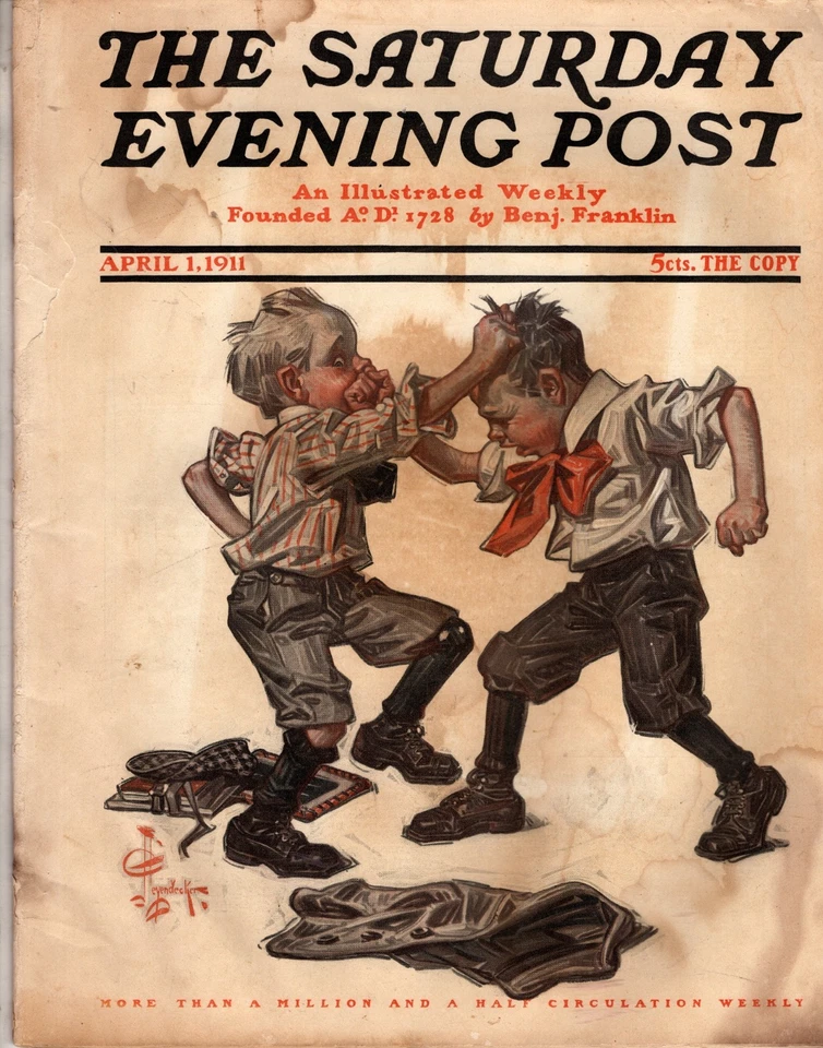 1911 Saturday Evening Post April 1 - J C Leyendecker; House that Jack Built - Image 1 of 1