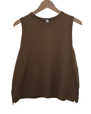Camiseta sin mangas deportiva Lululemon de ajuste clásico mezcla de algodón marrón talla 12 nueva con etiquetas Foto 1 de 4