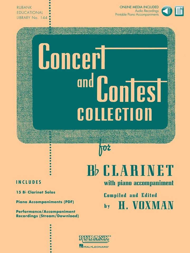 Concert and Contest Collection Bb Clarinet Solo Sheet Music Rubank Book & Media - Image 1 of 1