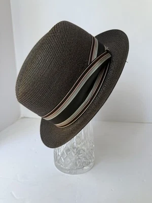 Sombrero Fedora De Paja DOBBS Fifth Avenue De Colección Negro Para Hombre Talla 7 Hecho en EE. UU. Foto 1 de 4