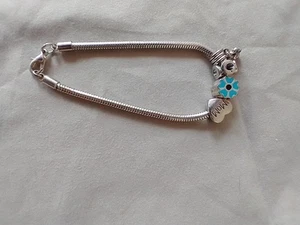 7" BEST MOM FLORAL SEIL SLIDER BETTELARMBAND ~ 1/8" SEIL ~ RUSTIKAL ~ SILBERFARBEN ~ 4 CHARMS - Bild 1 von 3