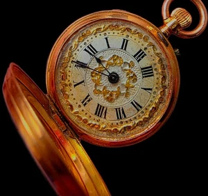 Rare Antique Swiss 18K Gold Pocket Watch Art Nouveau Classic Ca 1880 - Picture 1 of 23