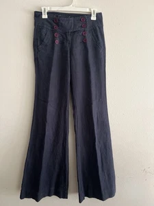 Level 99 100% Linen Pants, Flare. Navy Blue. Sz 25. EUC - Picture 1 of 8