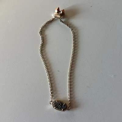 Pulsera Kendra Scott Gris Elaina Cadena Ajustable Drusy Latón Chapado en Oro 14k Foto 1 de 2