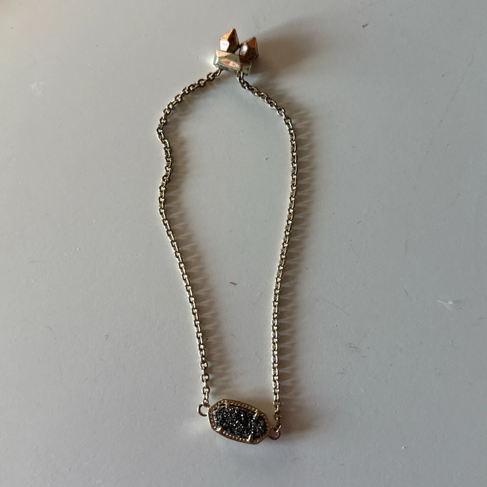 Pulsera Kendra Scott Gris Elaina Cadena Ajustable Drusy Latón Chapado en Oro 14k Foto 1 de 2