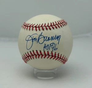 Baseball firmato Jim Bunning Rawlings con cubo palla HOF 96 Insc Beckett 844 - Foto 1 di 4