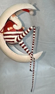 Vintage Department 56 Christmas Eve Long Leg Santa with Half Moon Ornament 6” - Picture 1 of 18