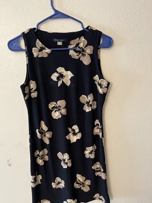 Tommy Hilfiger Mujer Vestido Pullover Floral Negro Beige Hibisco Elastizado Talla 6P Foto 1 de 4