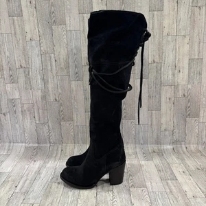 Freebird by Steven Women's 6 Brock Black Suede Leather Over The Knee Boots NIB - Picture 1 of 16