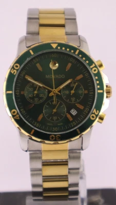 Reloj Pulsera Casual MOVADO Cuarzo Cronógrafo Esfera Verde "Fecha" Hombres Banda de Acero Foto 1 de 4