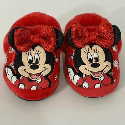Disney Junior Minnie Mouse Slippers Red with Bows | Toddler Size 5/6 - Image 1 of 4