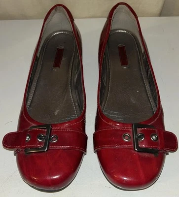 Женские мокасины с пряжкой ECCO красные лакированная кожа без шнурков размер 39 США 8,5-9 - Изображение 1 из 4