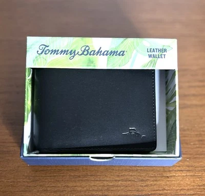 Tommy Bahama Cartera Para Hombre Doble Plegable Cuero Estuche para Tarjetas Negro Marlín Repujado 🎁 Foto 1 de 4