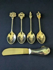 The Royal Collection 22K Gold Plated Tea Spoons & Jam Spreader English Country 1 - Picture 1 of 7