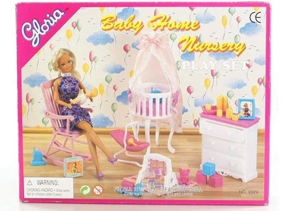 Juego de muebles para casa de muñecas Gloria Barbie tamaño hogar guardería Foto 1 de 3