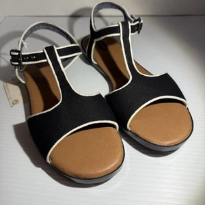 Dr. Scholl’s Damen-Sandalen 8,5 M schwarz weiß T-Riemen flach Memory Fit Lydale - Bild 1 von 13