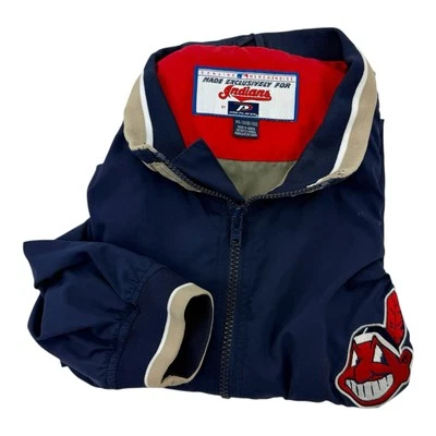 Pro Player Blue Indians Chief Wahoo ½ Zip Pullover Sweater Men's 2XL Side Zip - Image 1 of 4