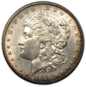 Dólar de plata Morgan S 1889 $1 casi sin circular AU/BU+ limpio San Francisco - Imagen 1 de 2