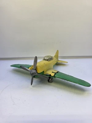 Avión de juguete Hubley Kiddie de colección fundido a presión estilo militar verde y amarillo Foto 1 de 4