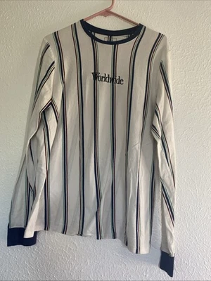 Пуловер Rue 21 размер средний тонкий в полоску синий/белый с круглым вырезом - Изображение 1 из 4