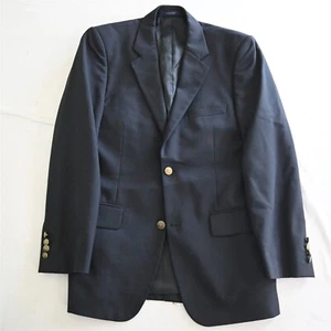 Club Room 36R Navy Blue Wool Hopsack Gold Button Mens Blazer Sport Coat Jacket - Picture 1 of 12
