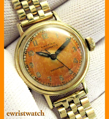 Genuine Ladies Solid 14K Gold Original Salmon Dial Automatic Retailed by Cartier - Image 1 of 4
