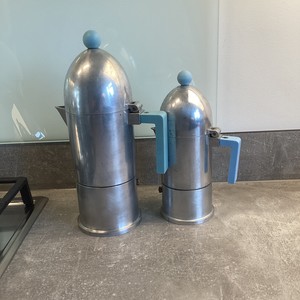 Pair Of Alessi Aldo Rossi La Cupola Espresso Coffee Percolator Cup Blue Handle