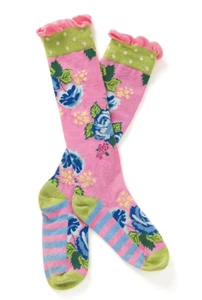 Matilda Jane Girls Size Medium M With Purpose Socks 9-13 New In Bag Pink Flowers - Picture 1 of 5