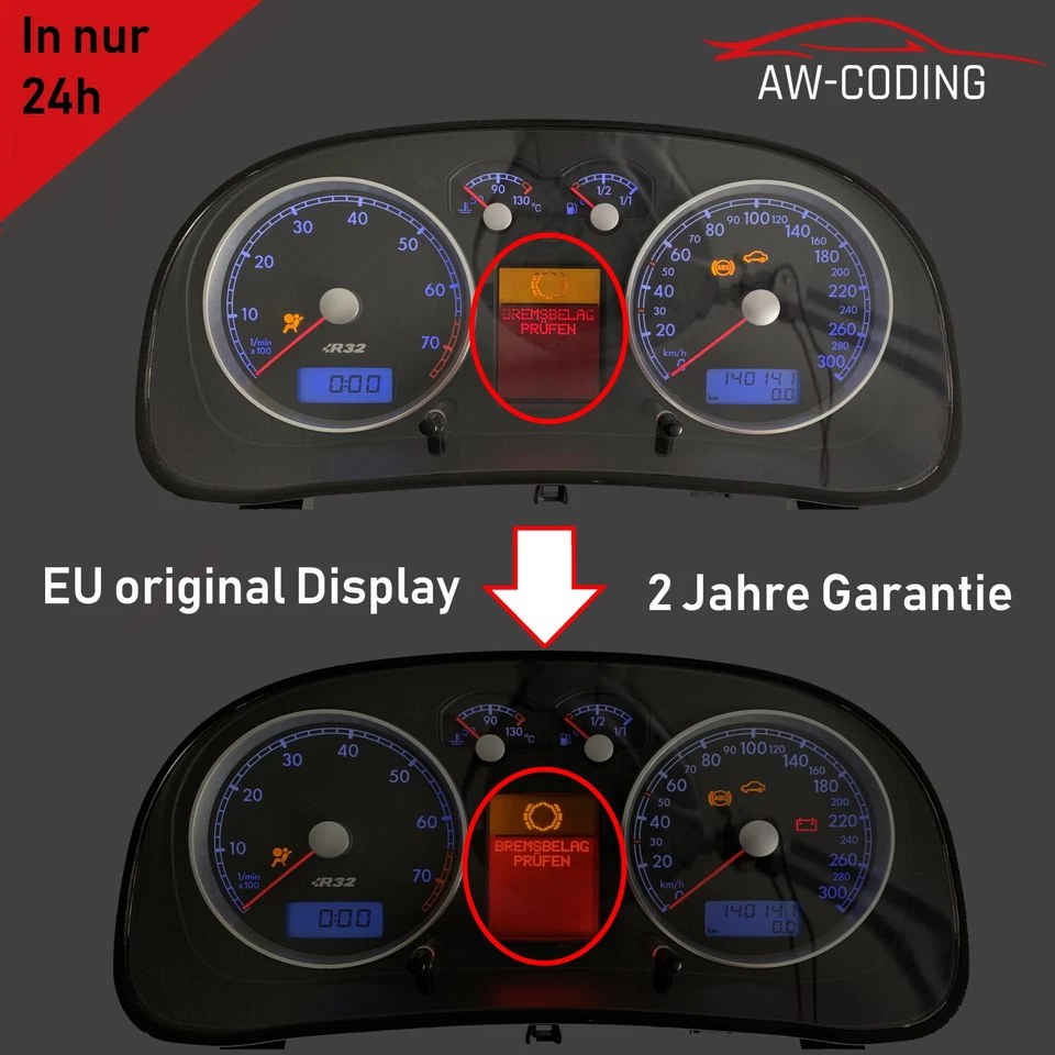 Golf 4 T4 T5 Passat FIS Display MFA Pixelfehler Reparatur Tacho Kombiinstrument - Bild 1 von 1