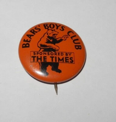 1930's Chicago Football Bears Boys Club Sponsored Times News Pin Button PinBack - Image 1 of 2