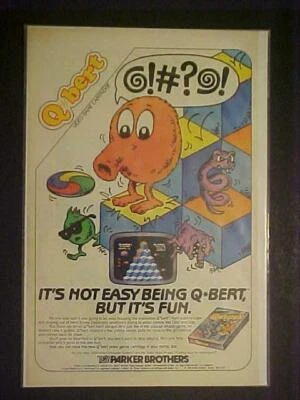 VINTAGE  ATARI Q*BERT HOME VIDEO GAME CARTRIDGER PRINT AD ORIGINAL VINTAGE  1983 - Image 1 of 4