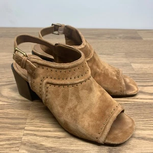 Donald Pliner Women's Penny Suede Pump Sandals Chestnut Brown Size 7.5 M - Picture 1 of 11
