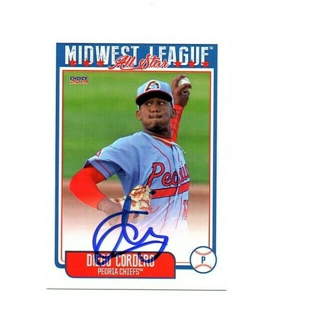 Diego Cordero autographed signed 2019 Midwest League All Star card Peoria Chief - Image 1 of 1