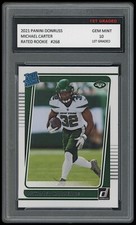 MICHAEL CARTER 2021 PANINI DONRUSS RATED ROOKIE 1ST GRADED 10 ROOKIE CARD #268