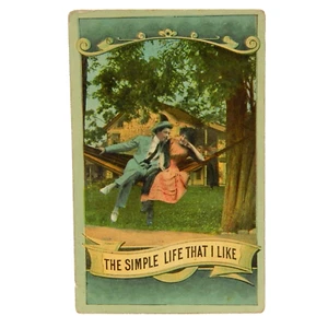 MAN AND WOMAN ON A HAMMOCK THE SIMPLE LIFE THAT I LIKE 1907 - Picture 1 of 2