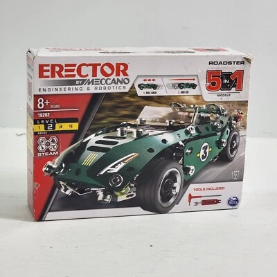 ERECTOR 5 in 1 Roadster CAR Kit Pull Back Model Novice Stem MECCANO 18202 New! - Image 1 of 3